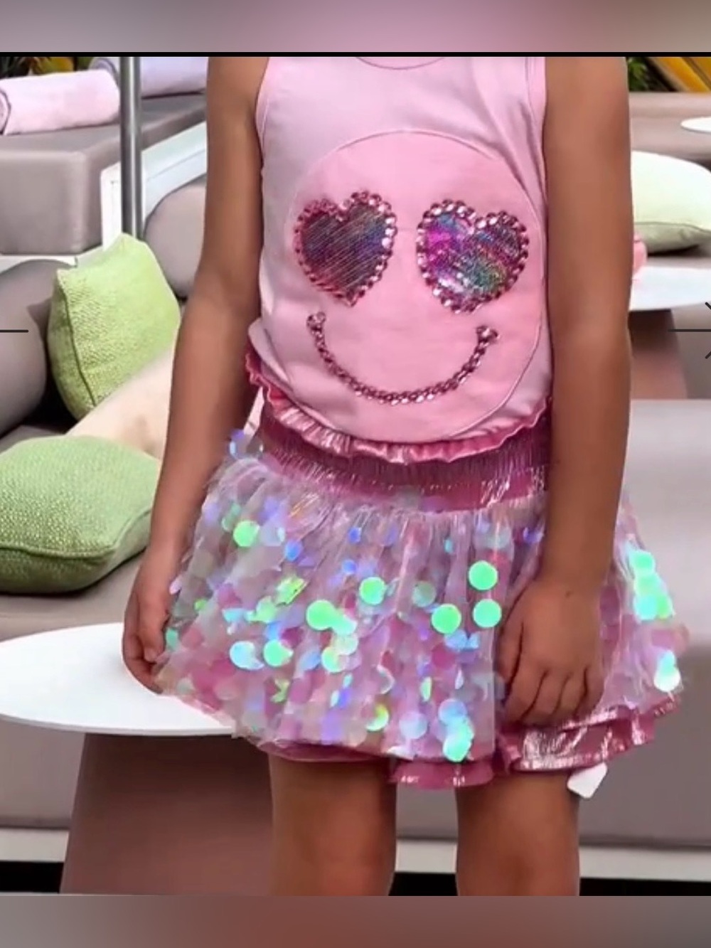Lola + The Boys Pink Paillette Sequin Metallic Skort Girls Size 14